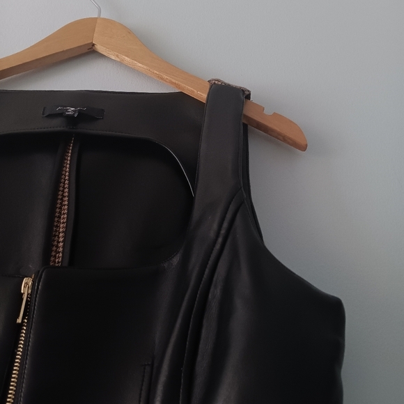 7 For All Mankind Biker Moto Faux Leather Houndstooth Panel Vest M - Picture 5 of 11